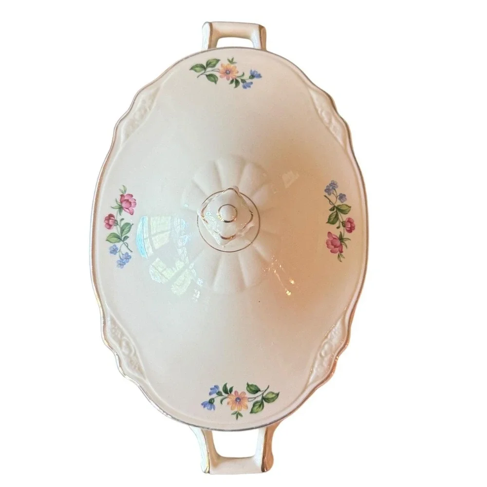 Homer Laughlin Virginia Rose Covered Dish - Vintage Coffee Bar Organizer Bowl